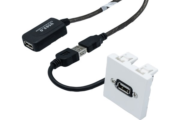 Plastron 45 x 45 avec câble USB amplifié coudé - 10 m
