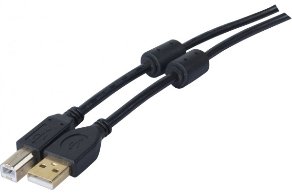 Cordon USB 2.0 A / B or + ferrites noir - 3,0 m
