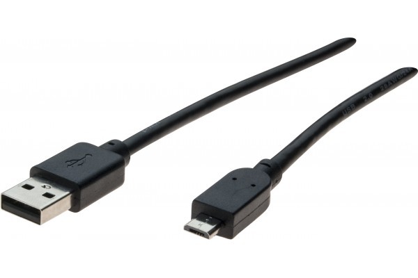 DACOMEX Sachet cordon USB 2.0 Type-A / micro USB B noir - 2 m