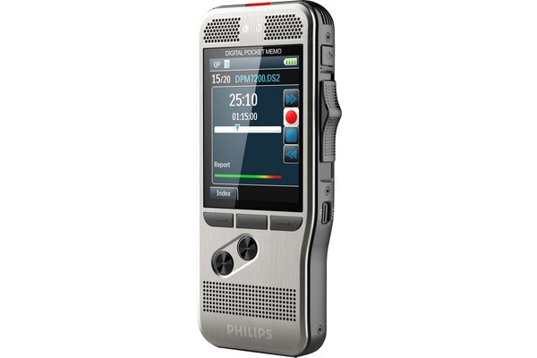 PHILIPS Pocket-Mémo 7200 avec un bouton glissière, 2 mic st, entrée carte SD